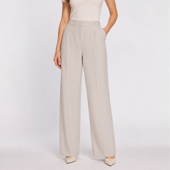 Lafayette 148 New York Pants - Lafayette 148 New York Beige Wool Blend Wide Leg Dress Pants Trousers Womens 12
